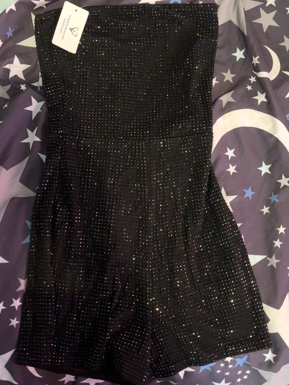 Strapless Black Sparkle Romper